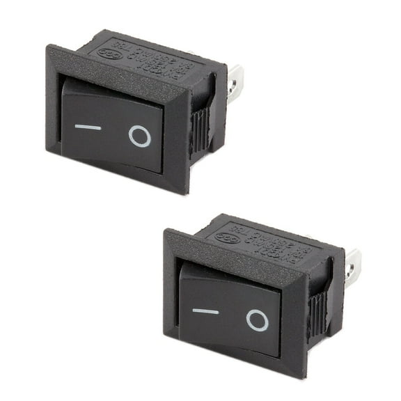 2x Small ON/OFF Switch Black Rocker DC 12V Push-In Hole General Use Universal
