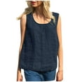 thumbnail image 2 of New Trendy!Homenesgenics Tank Tops for Women under $5 Women Summer Large Size Leeveless Tops Casual Solid Color Loose Blouse Blue XXXXXL, 2 of 5