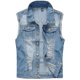 thumbnail image 1 of Chaqueta de algodón vaquera sin mangas con solapa rasgada informal para hombre, 1 of 3