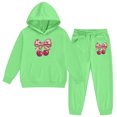 thumbnail image 6 of LRen Girls Sweatsuit Size 6 Cute Bowknot Print Crewneck Long Sleeve Warm Pullover Hoodie Sweatshirt and Jogger Sweatpants Clothing Casual Fall Kids 2pcs Outfits, 6 of 6