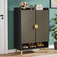 thumbnail image 5 of Tribesigns Shoe Cabinet with Doors, 7-Tier Shoe Storage Cabinet with Adjustable Shelves, Wooden Shoes Rack Shoe Storage Organizer for Entryway, Black, 5 of 7