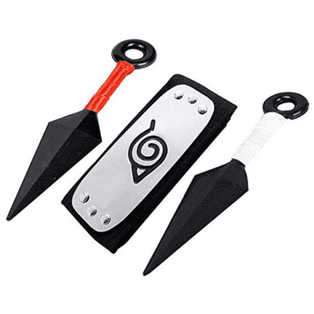 Konoha Leaf Village Ninja Shinobi Cosplay Headband With Red And White Ninja Weap Walmart Com Walmart Com