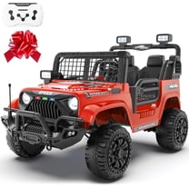 24V Ride on Toys for Big Kids, 2 Seater Ride on Cars w/Remote Control, 21" Spacious Seat, 2WD/4WD Switchable, Spring Suspension, Story, Bluetooth, LED, Electric Vehicle for Boy Girl(Red)