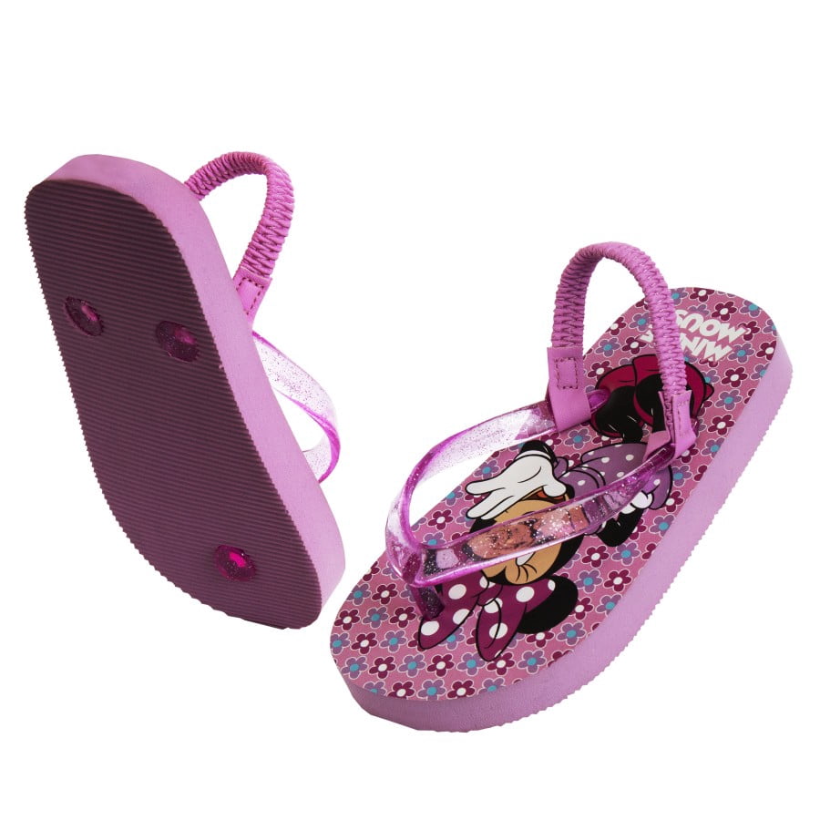 Disney Minnie Mouse Girls Toddler Flip Flops with Back Strap, Pink, Size: 7-8