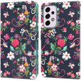 thumbnail image 1 of CoverON For Samsung Galaxy A53 5G Wallet Case, RFID Blocking Vegan Leather 6x Card Slot Holder Cover Flip Folio Phone Pouch, Navy Flower, 1 of 5
