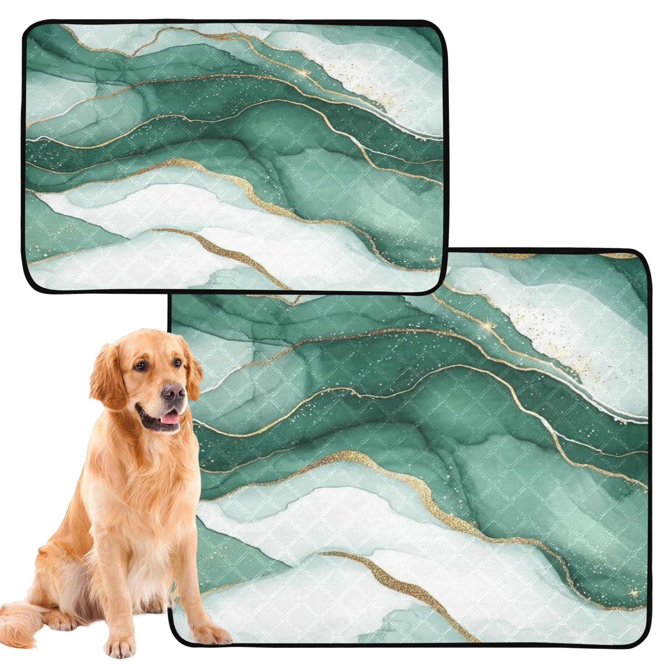 Qxltty Gilt Green Texture Cat litter Pads Pet Set of 3 Diaper Mats Center Anti-leakage Layer Absorbent Soft and Comfortable