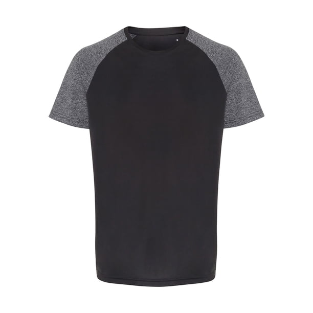 TriDri - Camiseta Contraste de Rendimiento para Hombre (Carbón, Negro Mezcla)