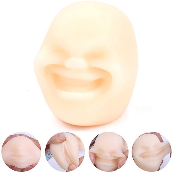 Funny Human Face Emotion Balls,Scented,Fidget Toys Stress Relief Squeeze Ball Stress Toys for Kids and Adults,Sensory Toys for Autism,Anxiety Relief,Heal Your Mood (Beige, Happy)