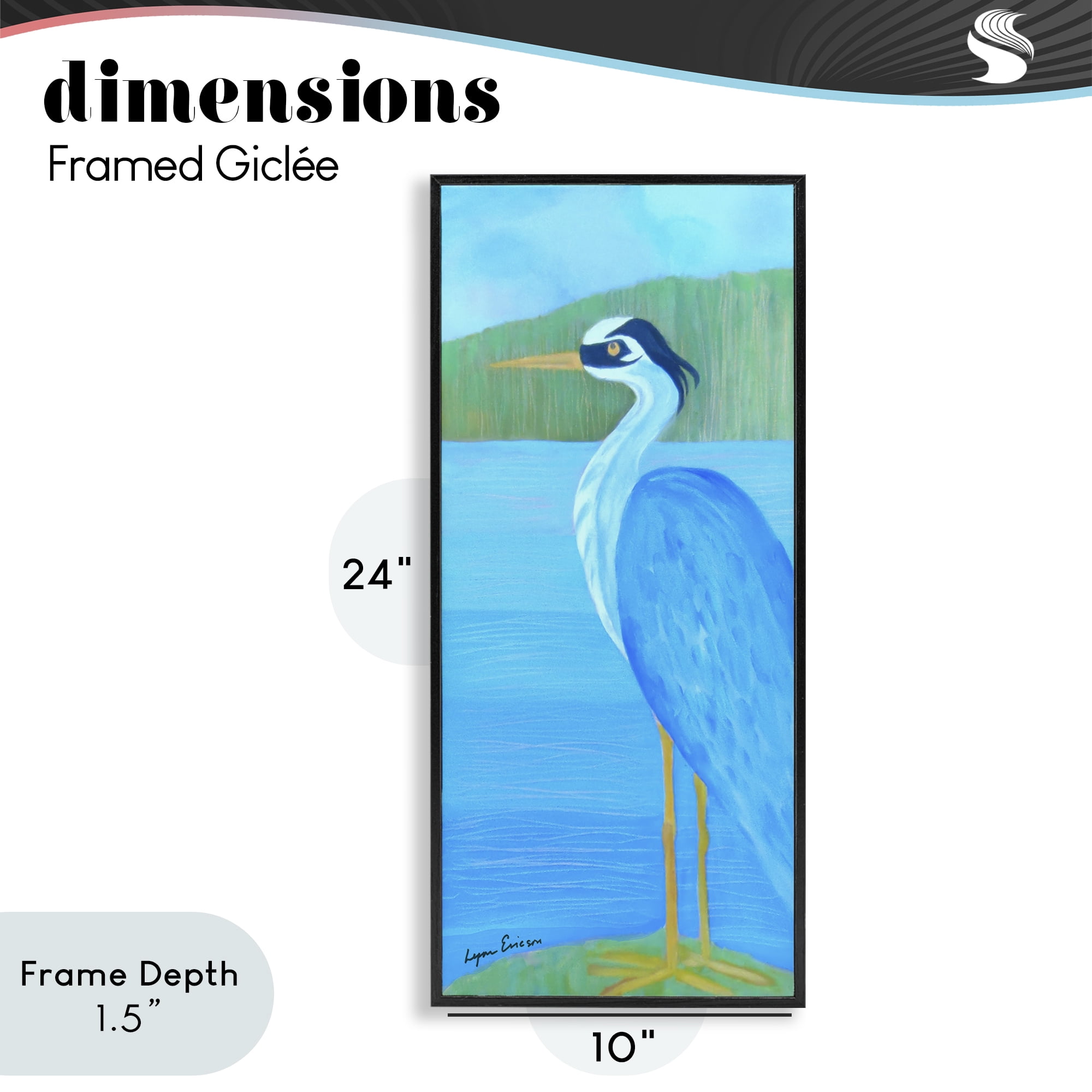Stupell Industries Great Blue Heron Black Framed Giclee Art, design by Lynn Ericson Fine Art
