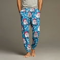 thumbnail image 2 of WTOBBY Men's Drawstring Pocket Cuffed Casual Pants, Christmas Print, Home Sleep Pants for Festive Lounge and Comfortable Wear, Soft and Cozy,Sky Blue M, 2 of 7