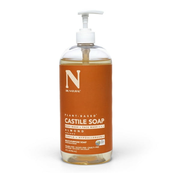 Dr. Natural Castile Liquid Soap, Multipurpose Liquid Soap, Almond, 32 oz