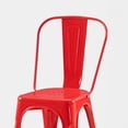 thumbnail image 4 of Set of 4 High Gloss Red Industrial Metal Dining Chairs | 18" Seat Height Stackable for Indoor/Outdoor Use | Durable, Lightweight & Easy-Clean Surface | Modern Kitchen & Bar Stools | Easy Assembly, 4 of 7