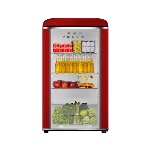 RED VELVET Frigobar Refrigerador Puerta Cristal Retro 95 L 3.3 Ft