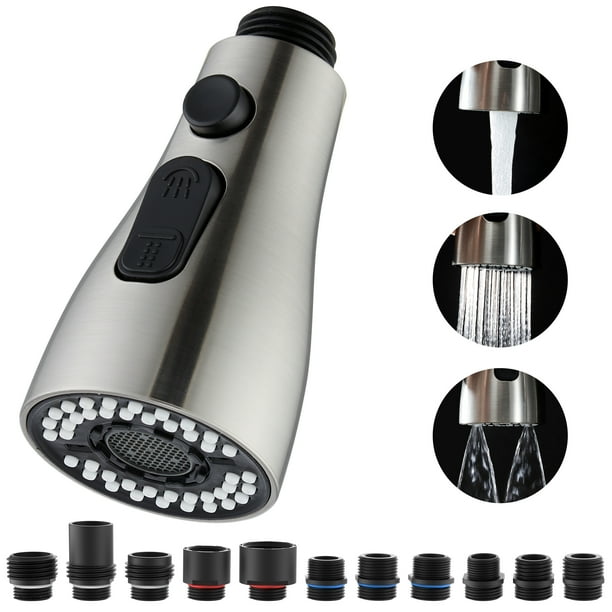 Kitchen Faucet Pull Down Sprayer Head Replacement 3 Functions with 11