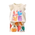 thumbnail image 6 of NAISIBABY Kids Girls Outfit Sets, Cute Prints Ruffles Sleeveless Shirt & Shorts 2-Piece Summer Fashion Clothes Beige 4T, 6 of 6