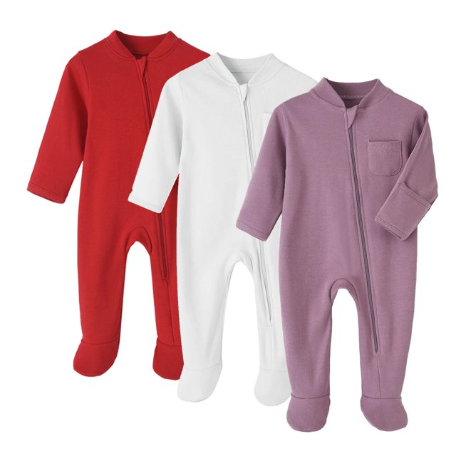 Pijamas para bebé recién nacido, Ropa De dormir 100% De algodón con cremallera, con calcetines, para otoño y primavera