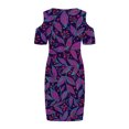thumbnail image 4 of Moda mujer verano casual manga corta hombro frío hueco v-cuello impreso hueco vestido Fridja qw3953, 4 of 5