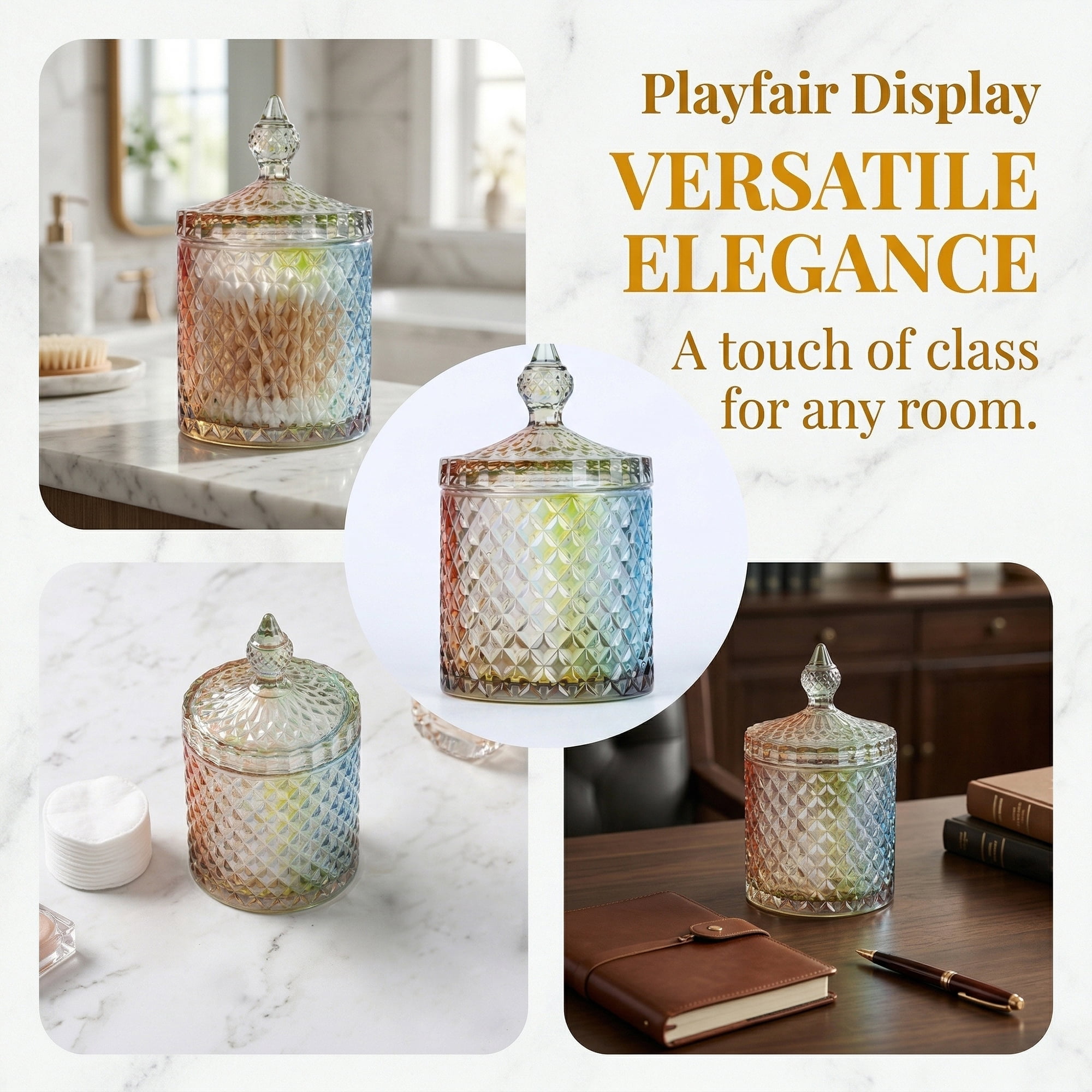 Unique Bargains Embossed Glass Vintage Decorative Jar with Lid Brown 4" x 4.1" x 7.1"