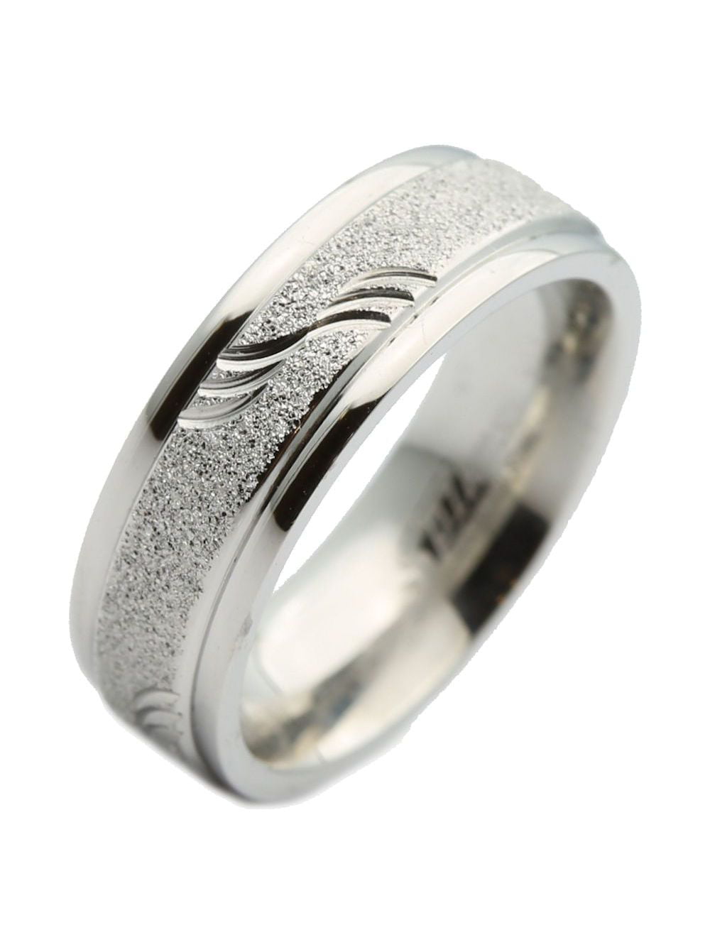 4mm Stainless Steel Grooved Star Design Anniversary Band Engagement Ring 6mm