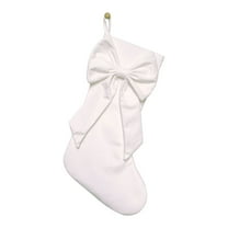 SLYNSHome Christmas Stocking Decorations,Hanging Large Christmas Stockings Candy Gifts Bag with Bow Ornaments for Family Stairs Fireplace Tree - White