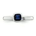 thumbnail image 4 of 925 Sterling Silver Cushion Cut Created Sapphire Stackable Ring Birthstone September Gemstone, 4 of 8