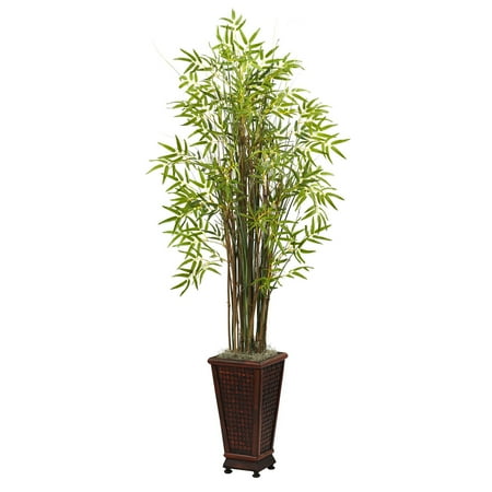 Nearly Natural 5-1/2' Grass Bamboo Plant with Decorative Planter