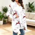 thumbnail image 6 of Women Christmas Open Front Cardigan Long Sleeve Reindeer Snow Dot Print Asymmetric Hem Holiday Outerwear, 6 of 7