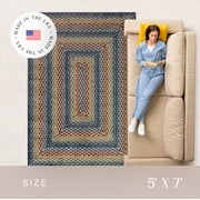 Maples Rugs Marion Bohemian Braided-Style Print Low Pile, Non-Slip, Pet-Friendly Indoor Rug, 5' x 7', Multi-Color