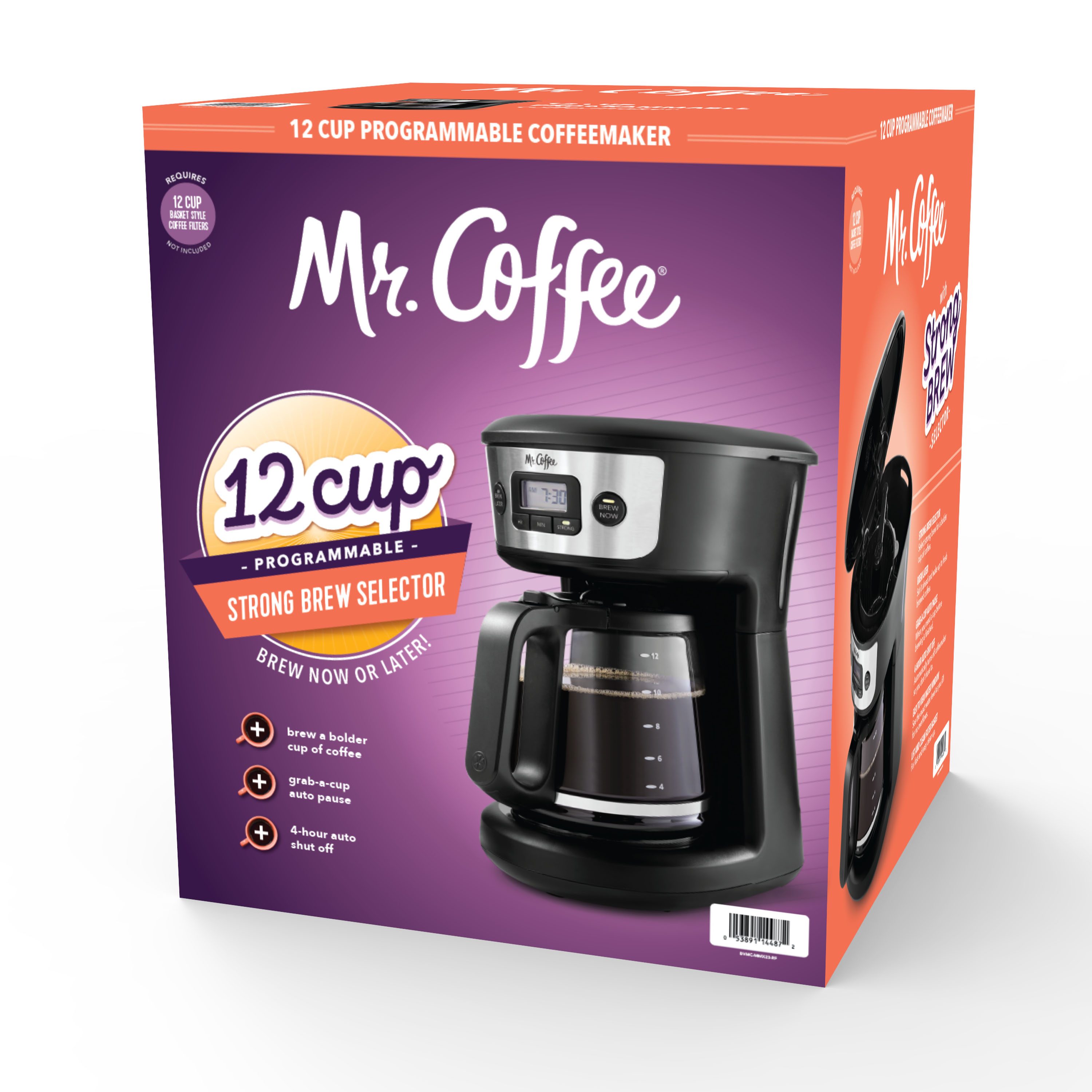 Mr. Coffee® 12-Cup Programmable Coffee Maker with Strong Brew Selector, Stainless Steel - image 4 of 10