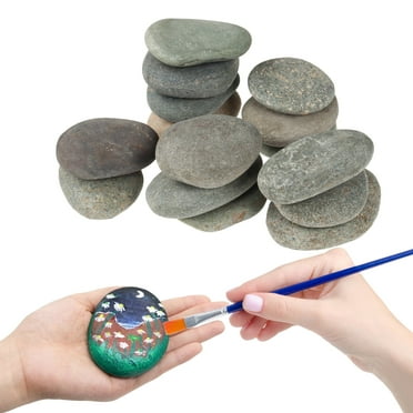 15 Pcs Rocks for Painting, River Rocks to Paint, 2"-3" Flat Painting Rocks, Smooth Rocks for Crafts, Natural Stones for DIY, Kindness Rocks Garden Decoration