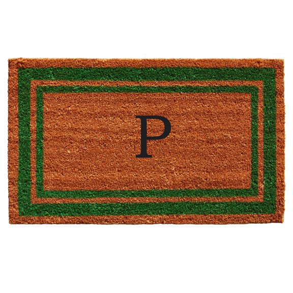Calloway Mills Green Border 24" x 36" Monogram Outdoor Doormat (Letter P)