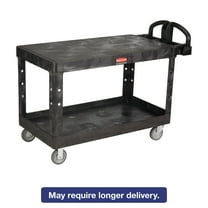 Rubbermaid Commercial Heavy-Duty 2-Shelf Utility Cart, TPR Casters, 25.25w x 54d x 36h, Black -RCP4545BLA