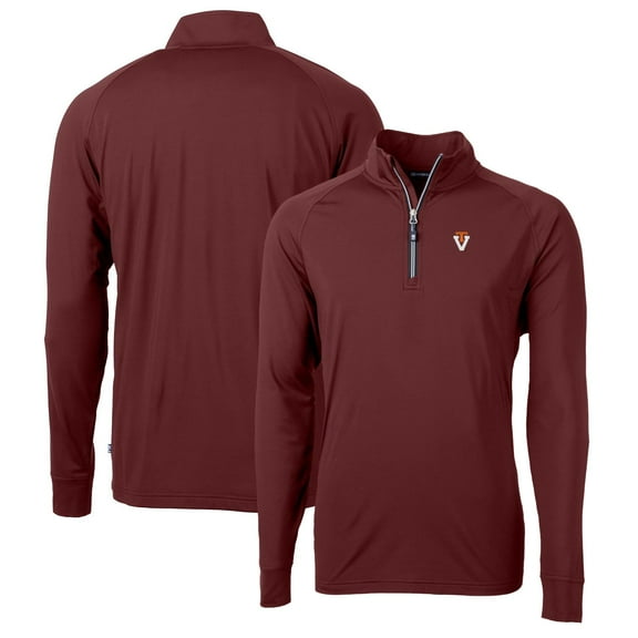 Men's Cutter & Buck Burgundy Virginia Tech Hokies Adapt Eco Knit Stretch Recycled Quarter-Zip Pullover Top