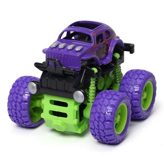 BESTSKY Monster Truck Toy for Toddlers 1-3, Push and Go Stunt Car with 360 Degree Rotation, Inertia Driven Off Road Dump Truck for Boys and Girls, Indoor and Outdoor Play, Purple
