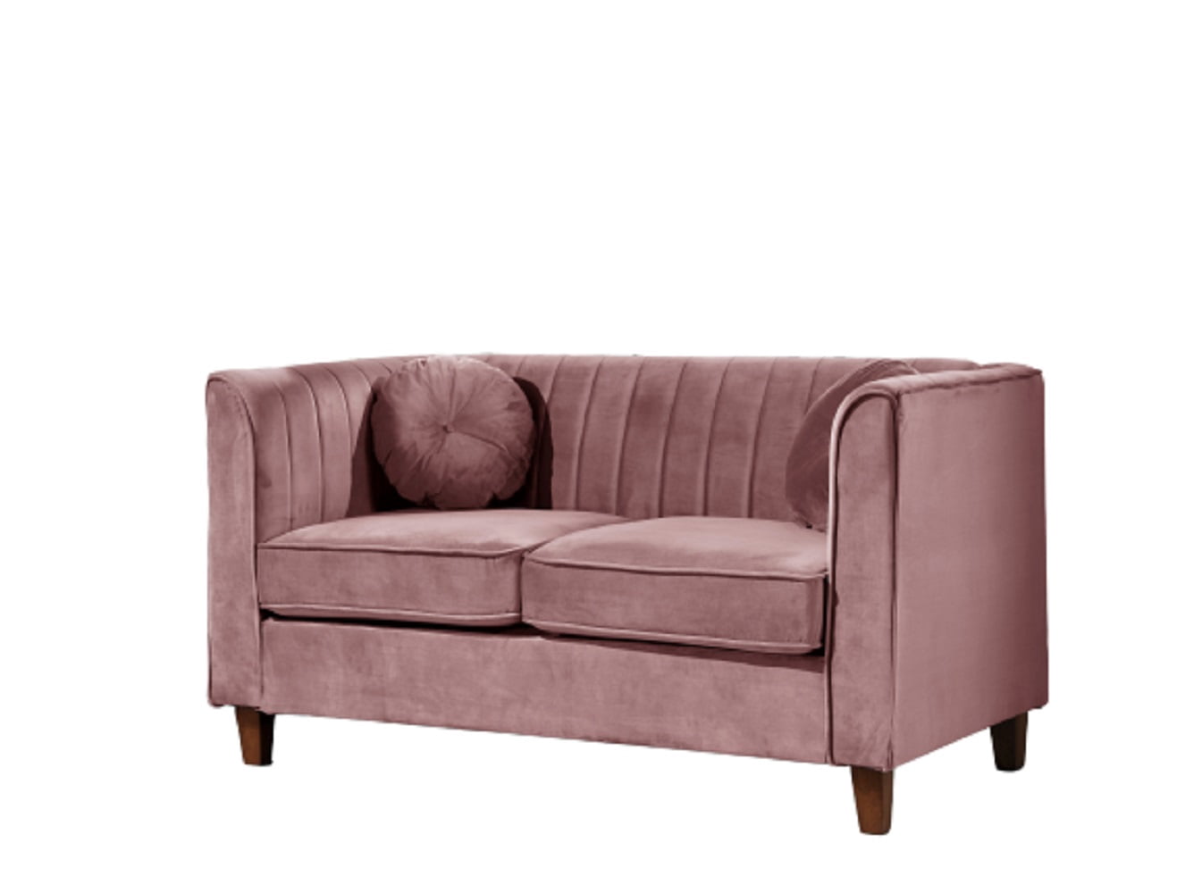 Uspridefurniture Arcola 55'' Velvet Rolled Arm Loveseat,Pink