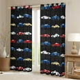 thumbnail image 2 of Manfei Vehicle Car Blackout Curtains Set of 2 (52x84 Each) for Teens, Kawaii Truck Window Curtains, Black Cartoon Theme Curtains and Drapes, Curtains and Drapes Decor, 2 of 6