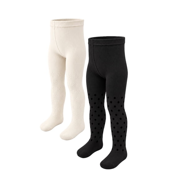 Wonder Nation Baby & Toddler Girls Lurex Dot & Pointelle Cotton Tights, 2 Pack, Sizes 0M-5T