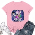 thumbnail image 1 of 2025 Movie Kpop Demon Hunters T-Shirt Summer Tshirts Casual Loose Girls T Shirt Graphic Clothes Fashionable Round Neck Short Sleeve Work Clothes Printed Tops For Summer Tops#Pink M, 1 of 4