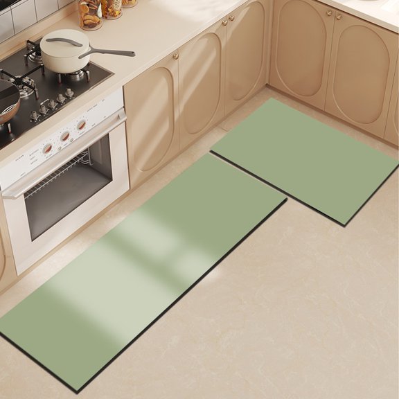 Namzi Bathroom Rug Mat , Non-Slip Plush Shaggy Bath Carpet, Machine Wash Dry, Matcha Green,24*17inch