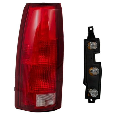 Pickup Truck Style Side Tail Brock Drivers Tail Light Lamp with Bulbs & Connector Plate Replacement for 88-02 GM Old Body Style Pickup Truck 5977867 ()