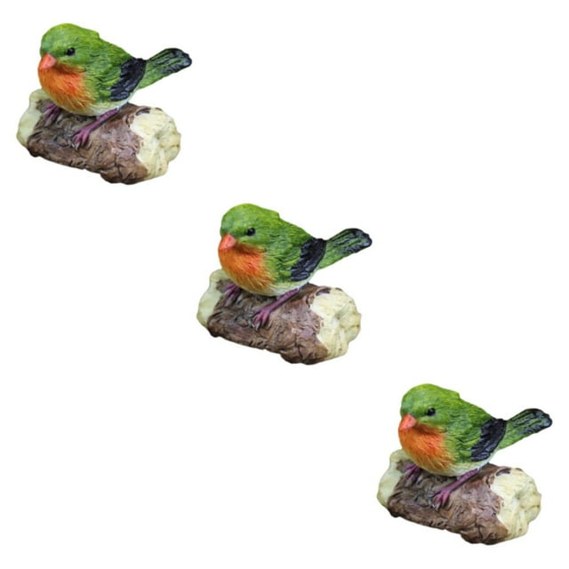 kurtrusly Miniature Bird Statue Arts Crafts Bird Animal Ornament Decor Model 1 Pc Green 3Set