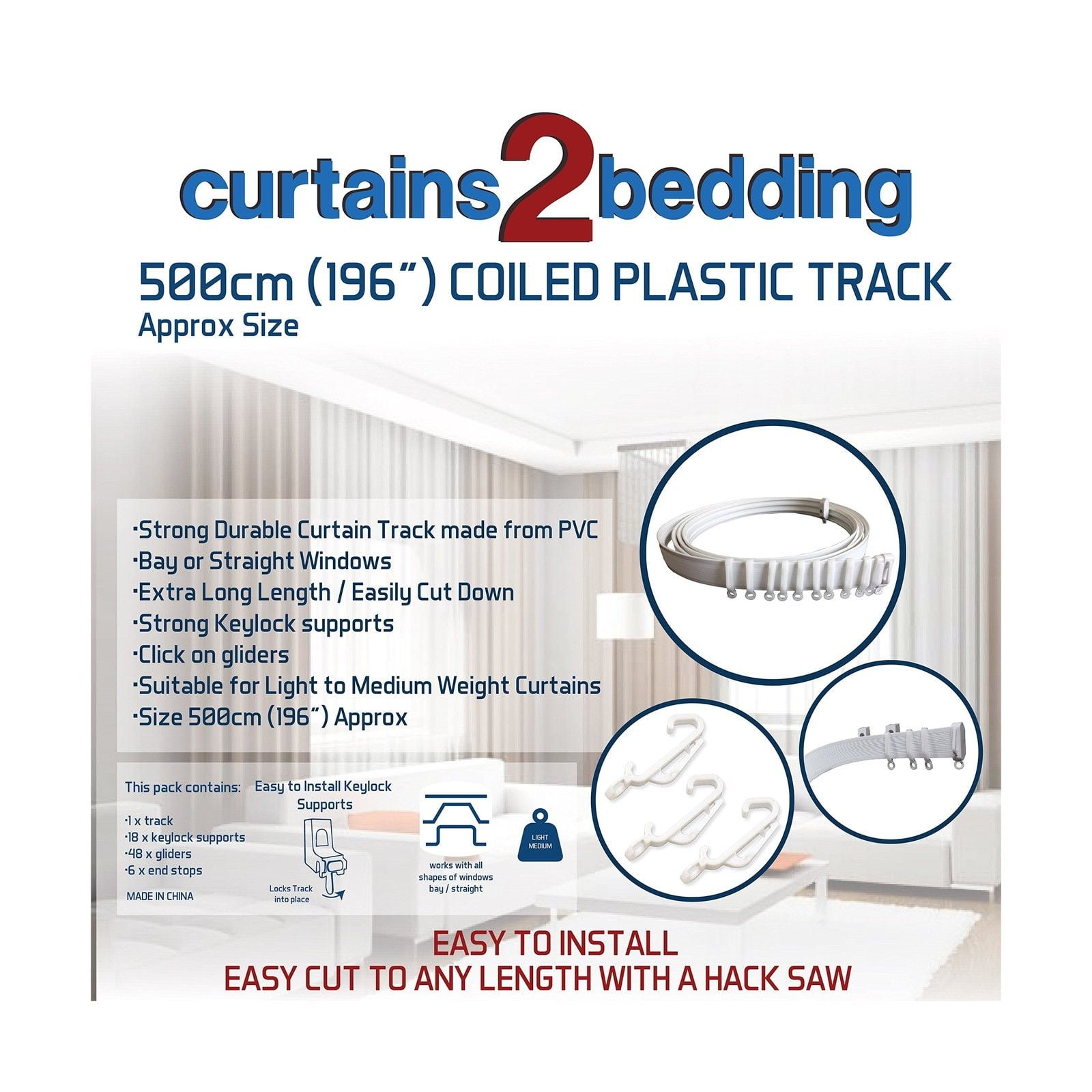 C2b 196 500cm Plastic Curtain Track Strong Bendable Curtai