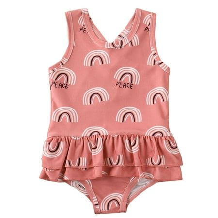 

Bmnmsl Toddler Swimsuits Rainbow Leopard Print One Piece Swimwear