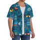 thumbnail image 2 of Balery Construction Trucks Camisa Casual de Manga Corta con Botones para Hombre, Texturizada, Estilo Cubano, para Playa, Verano-Medium, 2 of 5