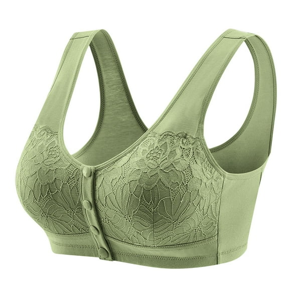 Timegard Front Closure Bras for Women Plus Size Flower Lace Full Support Comfort Breathable Wireless Bras
