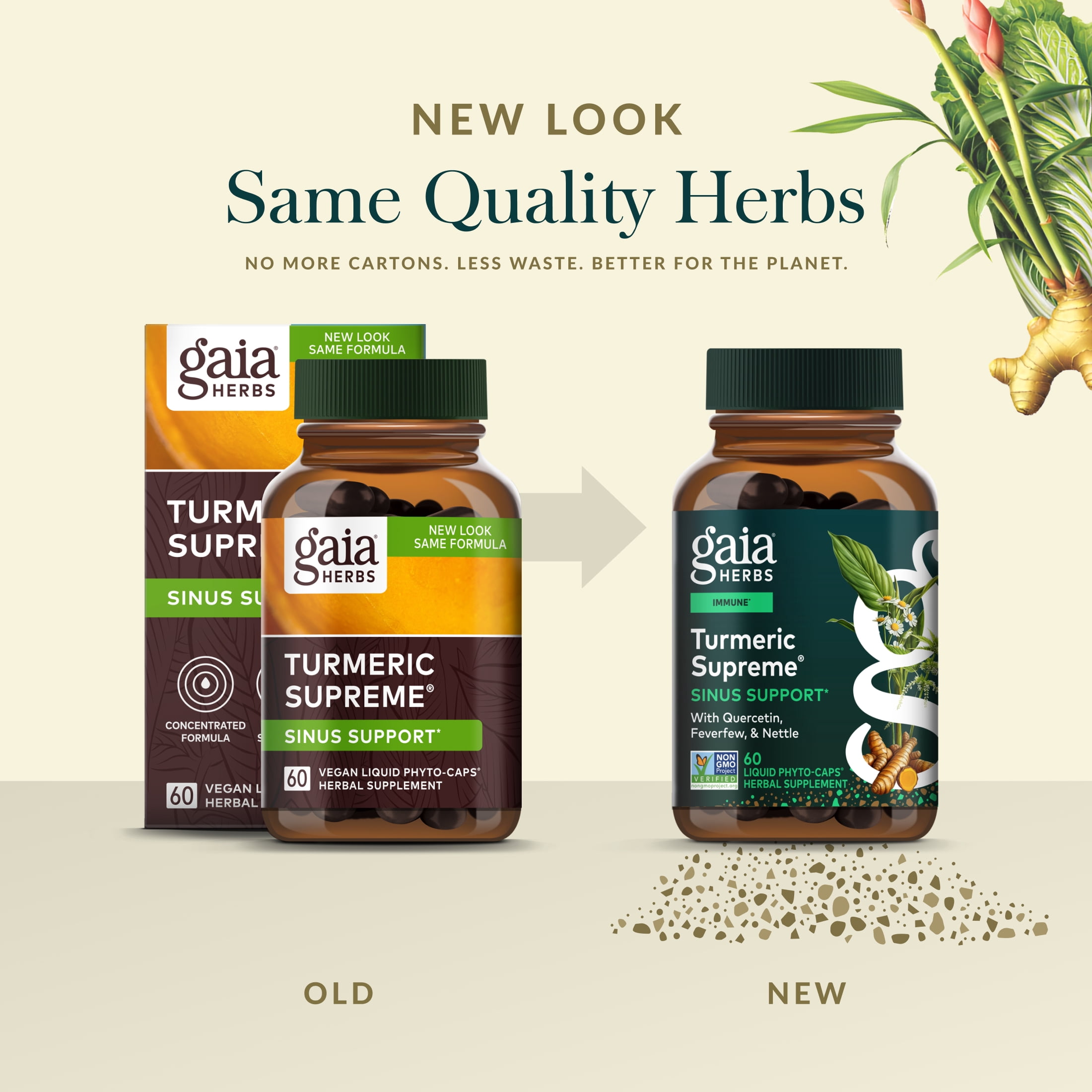 Gaia Herbs Turmeric Supreme Sinus Support - Helps Provide Sinus Relief & Healthy Response* - With Quercetin, Curcuminoids from Turmeric, Black Pepper & More - 60 Vegan Liquid Phyto-Caps (20 Servings)