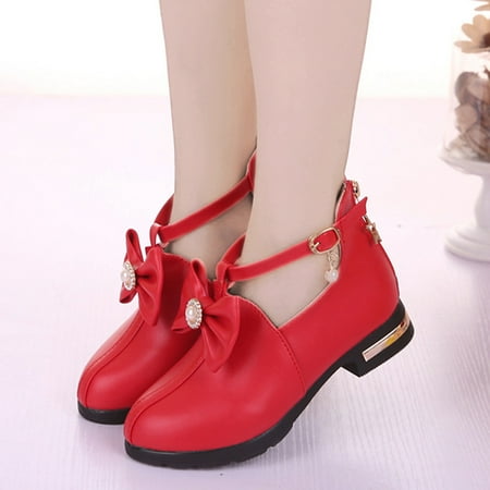 

Children Baby Girls Bowknot Princess Leather Shoes Short Single Boots CHMORA