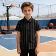 thumbnail image 5 of FINALGANG Boys Summer Short Sleeve Shirt Casual Button Down Tops Lightweight Striped Shirts Breathable Comfortable School Dress Shirts Formal Wear 2-3 Years, 5 of 6