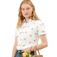 thumbnail image 1 of Blusa de algodón Allegra K Volantes Cuello Vuelto Blanco M, 1 of 6