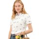 thumbnail image 1 of Allegra K Blusa de algodón con volantes en la parte superior y cuello vuelto para mujer blanco S, 1 of 6